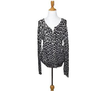 Evelyn Grace 100% Cashmere Sweater Leopard Animal Print Cardigan Size Medium